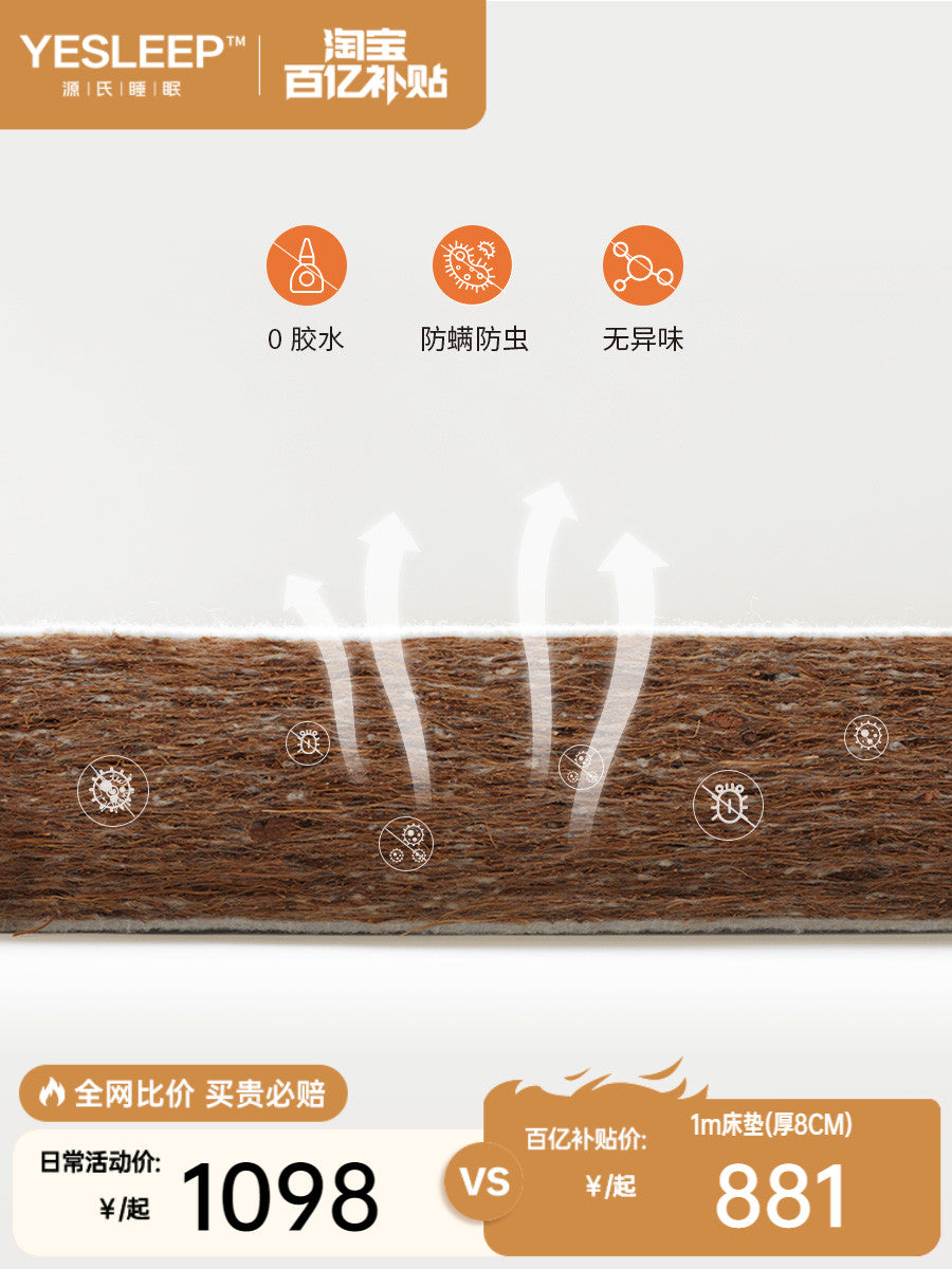 棕垫天然椰棕0胶水床垫乳胶垫子榻榻米椰椰海绵硬垫